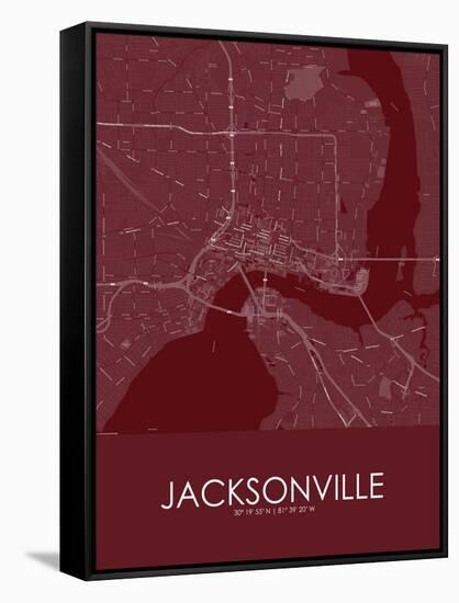 Jacksonville, United States of America Red Map-null-Framed Stretched Canvas