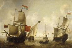 A Dutch Merchantman with a Wijdschip and other Shipping off Amsterdam-Jacob Adriansz Bellevois-Giclee Print