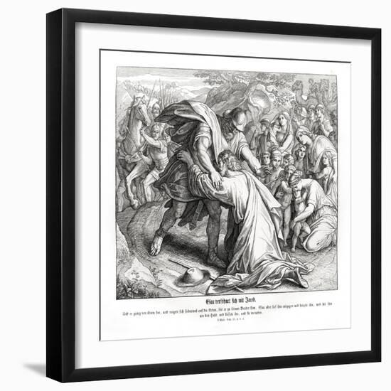 Jacob and Esau are reconciled, Genesis-Julius Schnorr von Carolsfeld-Framed Giclee Print