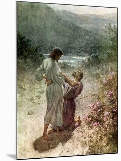 Jacob and the angel at Peniel - Bible-William Brassey Hole-Mounted Giclee Print