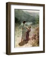 Jacob and the angel at Peniel - Bible-William Brassey Hole-Framed Giclee Print