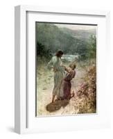 Jacob and the angel at Peniel - Bible-William Brassey Hole-Framed Giclee Print