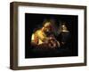 Jacob Blessing His Grandchildren Ephraim and Menasse, Parents Joseph and Anasth-Rembrandt van Rijn-Framed Giclee Print