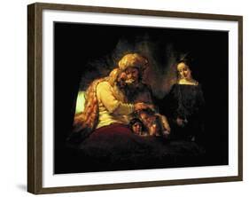 Jacob Blessing His Grandchildren Ephraim and Menasse, Parents Joseph and Anasth-Rembrandt van Rijn-Framed Giclee Print