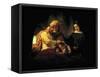 Jacob Blessing His Grandchildren Ephraim and Menasse, Parents Joseph and Anasth-Rembrandt van Rijn-Framed Stretched Canvas