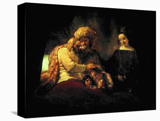 Jacob Blessing His Grandchildren Ephraim and Menasse, Parents Joseph and Anasth-Rembrandt van Rijn-Stretched Canvas