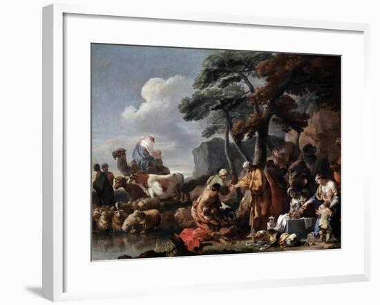 Jacob Burying the Strange Gods under the Oak by Shechem, 17th Century-Sébastien Bourdon-Framed Giclee Print