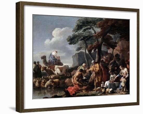 Jacob Burying the Strange Gods under the Oak by Shechem, 17th Century-Sébastien Bourdon-Framed Giclee Print