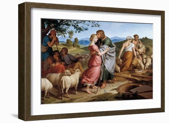 Jacob Encountering Rachel with Her Father's Herds-Josef von Fuhrich-Framed Art Print