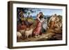 Jacob Encountering Rachel with Her Father's Herds-Josef von Fuhrich-Framed Art Print