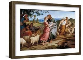 Jacob Encountering Rachel with Her Father's Herds-Josef von Fuhrich-Framed Art Print