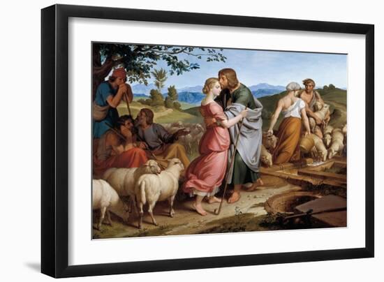 Jacob Encountering Rachel with Her Father's Herds-Josef von Fuhrich-Framed Art Print