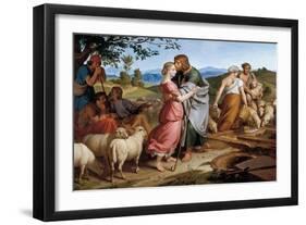 Jacob Encountering Rachel with Her Father's Herds-Josef von Fuhrich-Framed Art Print