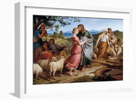 Jacob Encountering Rachel with Her Father's Herds-Josef von Fuhrich-Framed Art Print