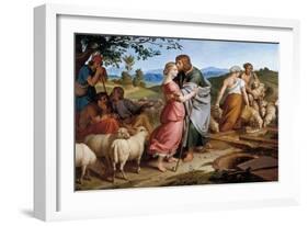 Jacob Encountering Rachel with Her Father's Herds-Josef von Fuhrich-Framed Art Print