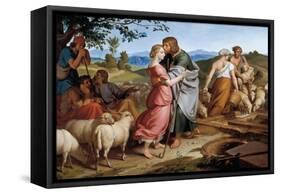 Jacob Encountering Rachel with Her Father's Herds-Josef von Fuhrich-Framed Stretched Canvas