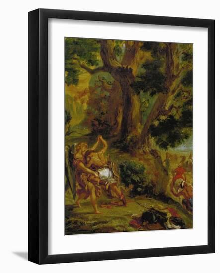 Jacob Fighting the Angel-Eugene Delacroix-Framed Giclee Print