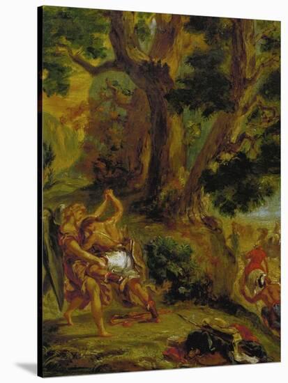 Jacob Fighting the Angel-Eugene Delacroix-Stretched Canvas