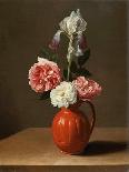An Iris and Three Roses in an Earthenware Pot, 17Th Century (Oil on Wood)-Jacob Foppens Van Es-Framed Stretched Canvas