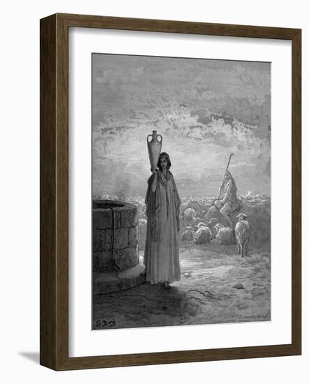 Jacob, Keeping Laban's Flocks, Sees Rachel at the Well, 1866-Gustave Doré-Framed Giclee Print