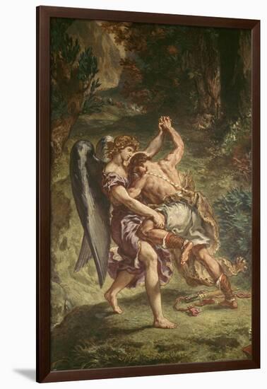 Jacob luttant avec l'Ange-Eugene Delacroix-Framed Giclee Print