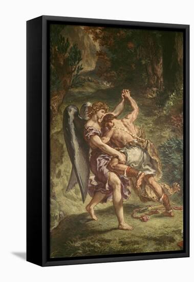 Jacob luttant avec l'Ange-Eugene Delacroix-Framed Stretched Canvas