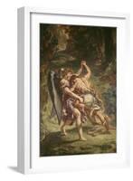 Jacob luttant avec l'Ange-Eugene Delacroix-Framed Giclee Print