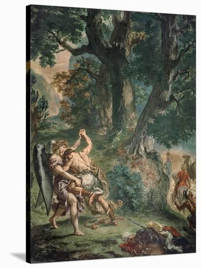 Jacob luttant avec l'Ange-Eugene Delacroix-Stretched Canvas