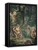 Jacob luttant avec l'Ange-Eugene Delacroix-Framed Stretched Canvas