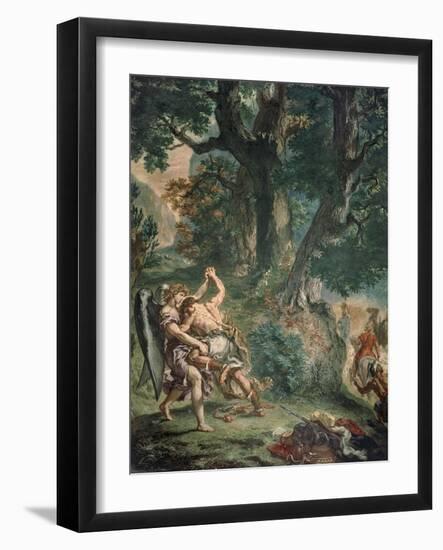 Jacob luttant avec l'Ange-Eugene Delacroix-Framed Giclee Print