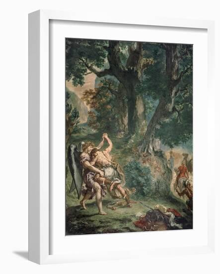 Jacob luttant avec l'Ange-Eugene Delacroix-Framed Giclee Print