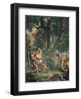 Jacob luttant avec l'Ange-Eugene Delacroix-Framed Premium Giclee Print