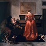 Two Women and a Man Making Music, 1675-80-Jacob Ochtervelt-Stretched Canvas