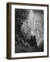 Jacob's Dream of a Stairway Leading to Heaven with God at the Top, 1865-1866-Gustave Doré-Framed Giclee Print