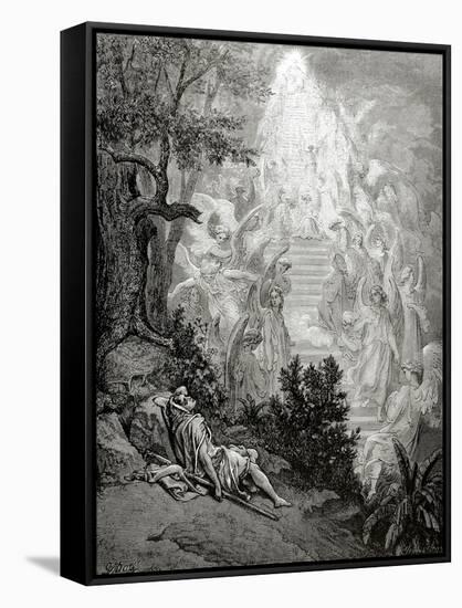 Jacob's Dream-Gustave Doré-Framed Stretched Canvas