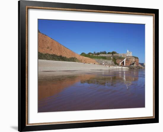 Jacob's Ladder, Clock Tower and Sidmouth Beach, Devon, England, United Kingdom, Europe-Jeremy Lightfoot-Framed Photographic Print