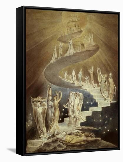 Jacob's Ladder-William Blake-Framed Stretched Canvas