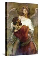 Jacob's Struggle with the Angel-Rembrandt van Rijn-Stretched Canvas