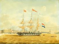 The Johan Melchior Kemper at Anchor by Rotterdam Harbour (Pencil, Pen and Ink and W/C on Paper)-Jacob Spin-Framed Stretched Canvas