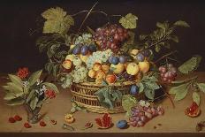 Plums and Apricots in a Wanli Kraak Porselein Bowl with a Carnation, a Rose-Jacob Van Hulsdonck-Stretched Canvas