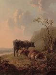 Landscape with Cows Near a Ruin-Jacob van Strij-Art Print