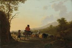 Landscape with Cows Near a Ruin-Jacob van Strij-Art Print