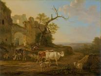 Landscape with Cows Near a Ruin-Jacob van Strij-Art Print