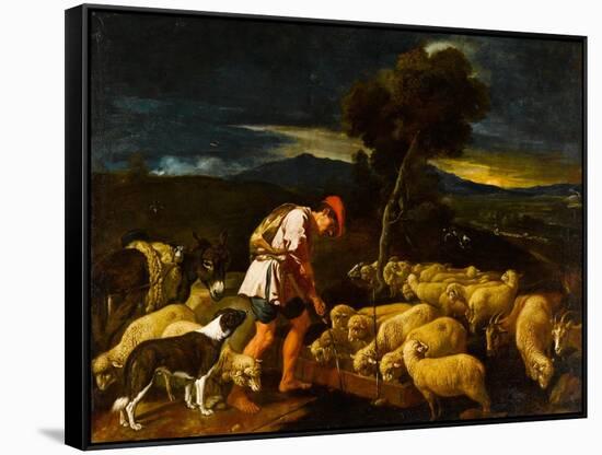 Jacob Watering Laban's Sheep before Peeled Branches, c.1612-1622-Pedro Orrente-Framed Stretched Canvas