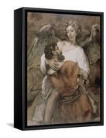 Jacob Wrestles with an Angel-Rembrandt van Rijn-Framed Stretched Canvas