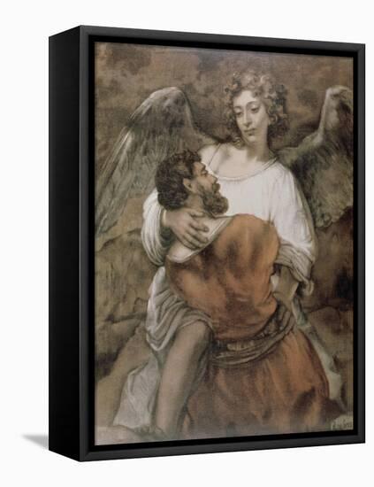 Jacob Wrestles with an Angel-Rembrandt van Rijn-Framed Stretched Canvas