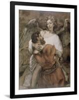 Jacob Wrestles with an Angel-Rembrandt van Rijn-Framed Giclee Print