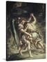 Jacob Wrestles with the Angel-Eugene Delacroix-Stretched Canvas