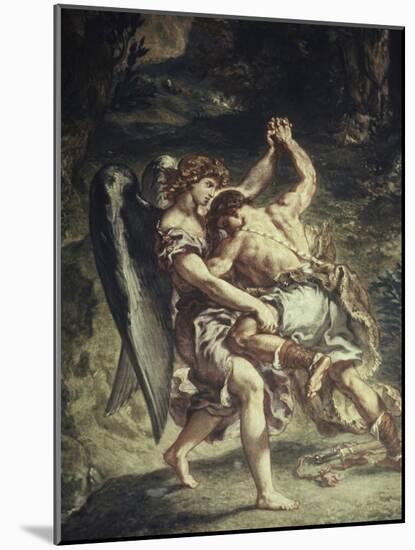 Jacob Wrestles with the Angel-Eugene Delacroix-Mounted Giclee Print