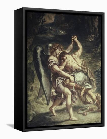 Jacob Wrestles with the Angel-Eugene Delacroix-Framed Stretched Canvas